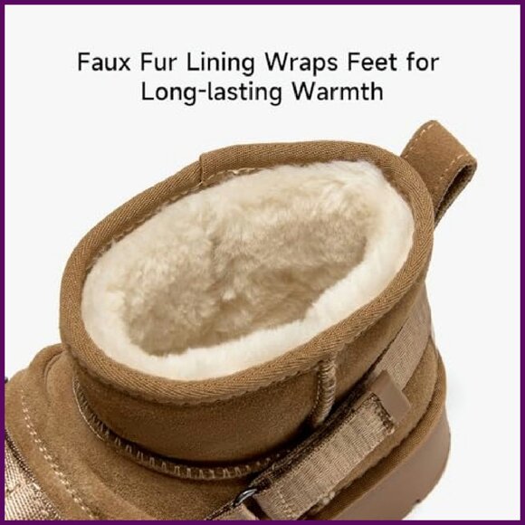 Women's Platform Ankle Boots Genuine Leather Winter Snow Boots Pull-on - Picture 5 of 8